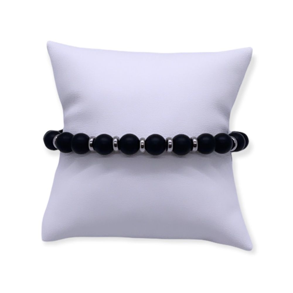 NWT Wool + Pepper Co. Mens Matte Black & Sterling Silver Bracelet